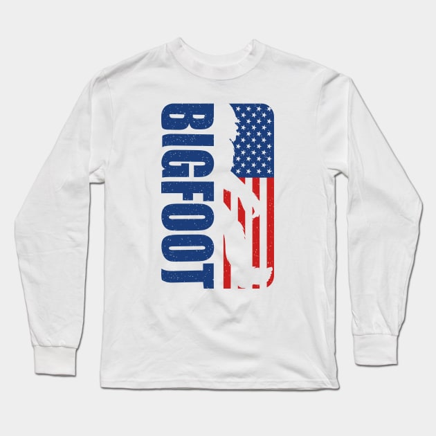 Bigfoot american flag Long Sleeve T-Shirt by Tesszero